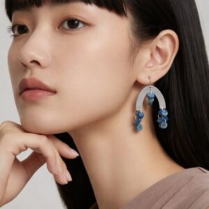 Silver and Blue Dangle Earrings